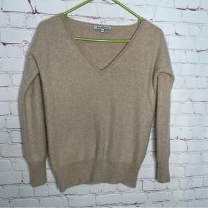 Vtg‎ Barrow & Grove Womens V-Neck Sweater Beige Cashmere Size XS